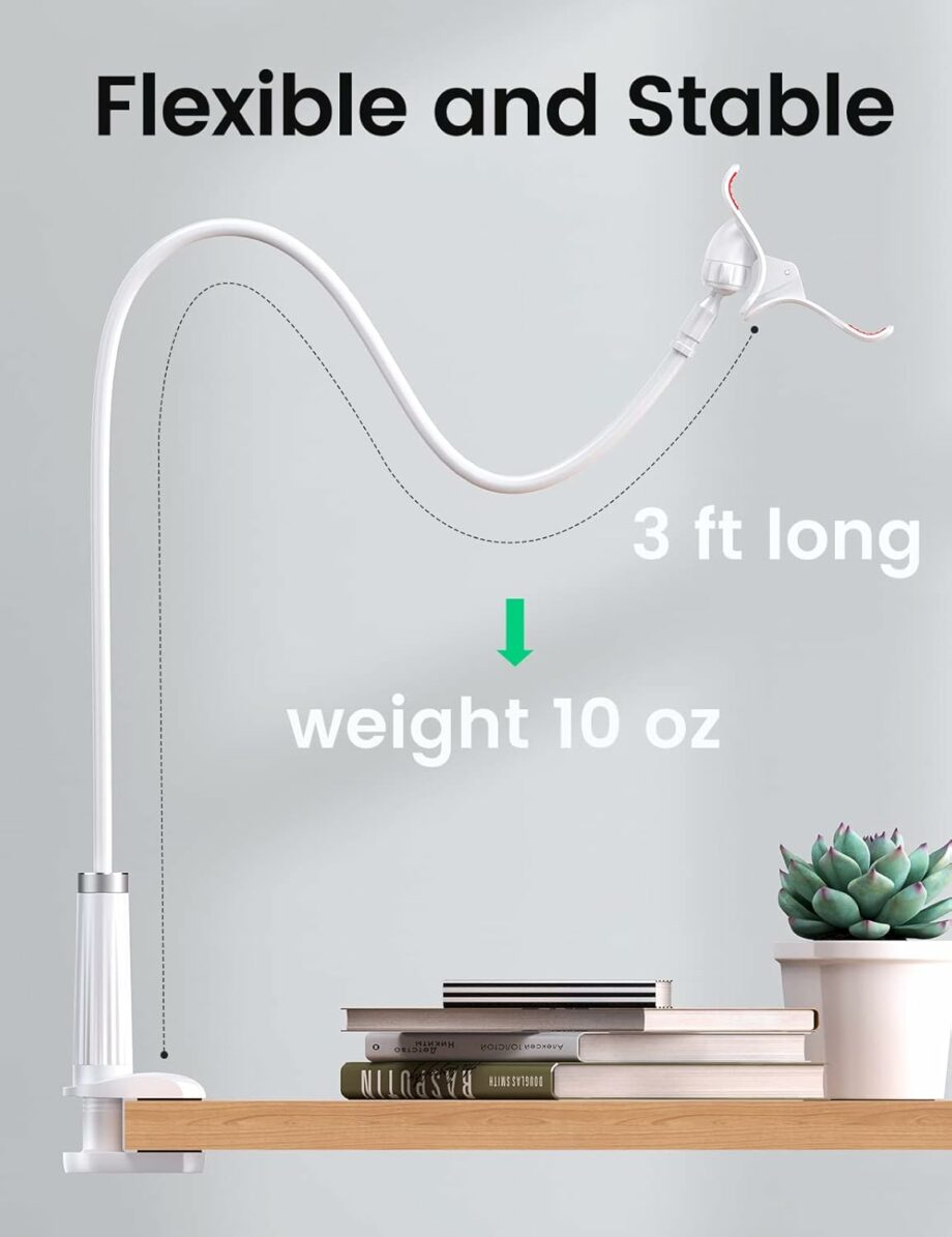 UGREEN Gooseneck Clip 90cm Flexible Lazy Long Arm Phone Holder  - White