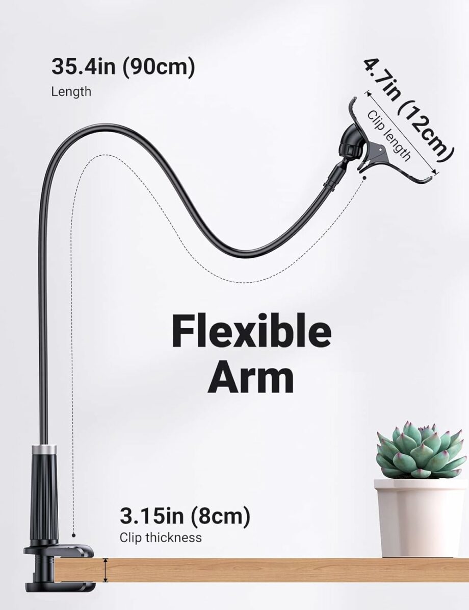 UGREEN Gooseneck Clip 90cm Flexible Lazy Long Arm Phone Holder  - Black