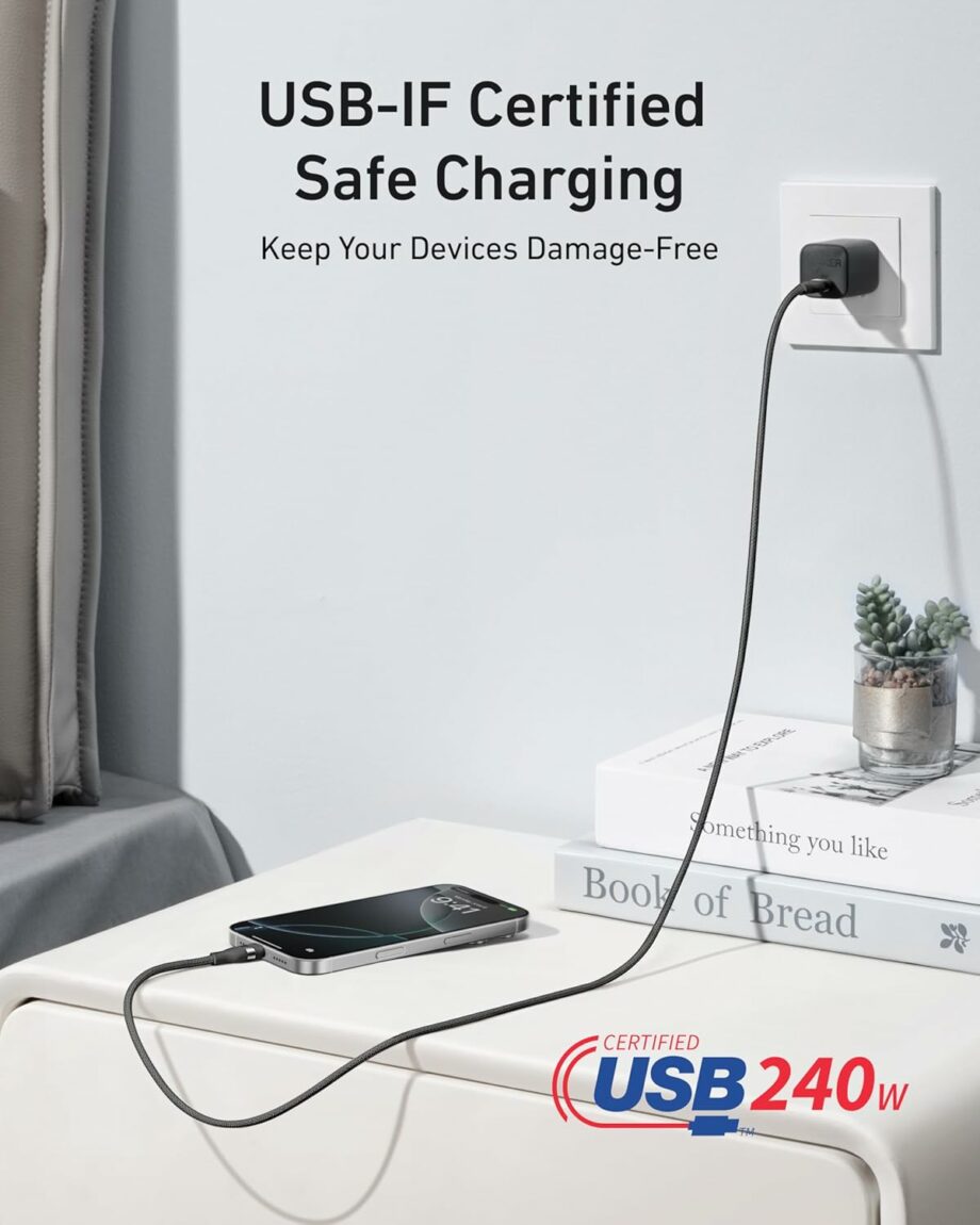 Anker Nano 240W Braided  USB C to USB C Cable 0.9M - Black