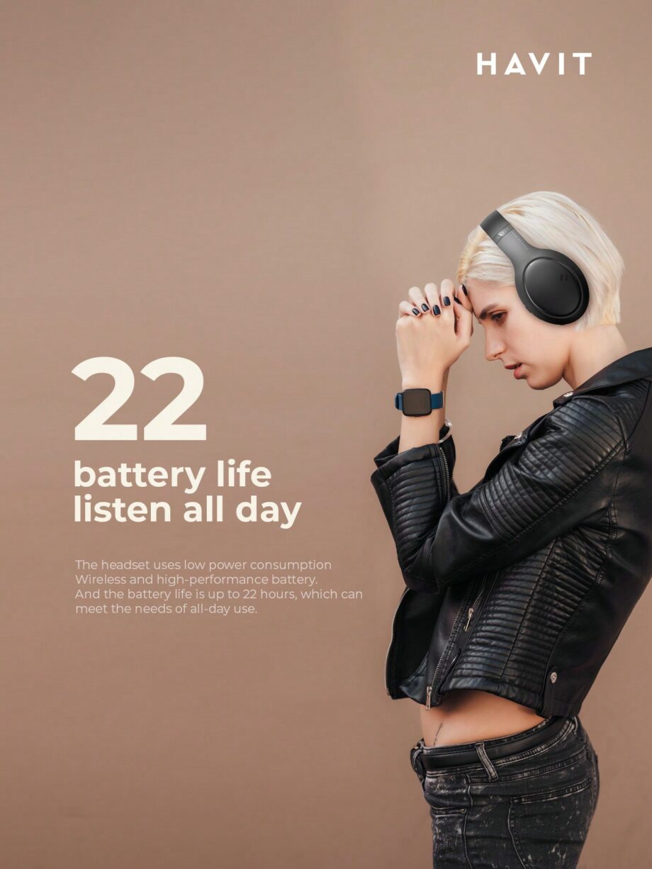 Havit H633 Over-Ear Foldable Wireless Bluetooth Headset - Black