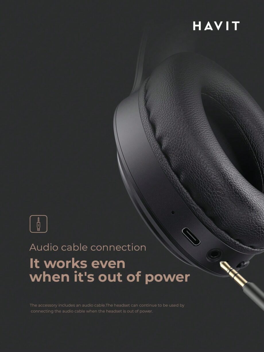 Havit H633 Over-Ear Foldable Wireless Bluetooth Headset - Black
