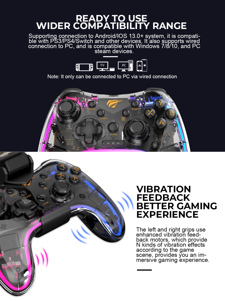Havit G180BT High-Precision Wired RGB Game Pad