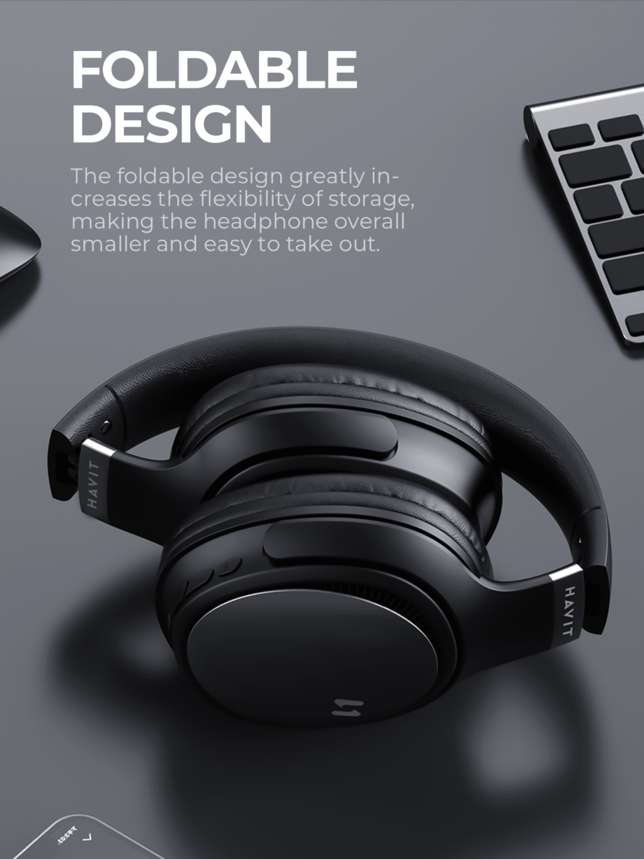 Havit H630 Over-Ear Foldable Wireless Bluetooth Headset - Black
