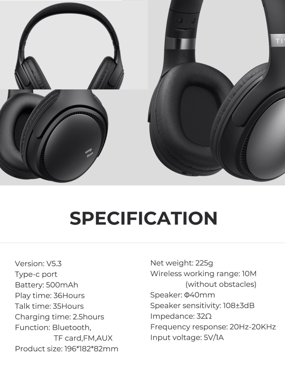 Havit H630 Over-Ear Foldable Wireless Bluetooth Headset - Black