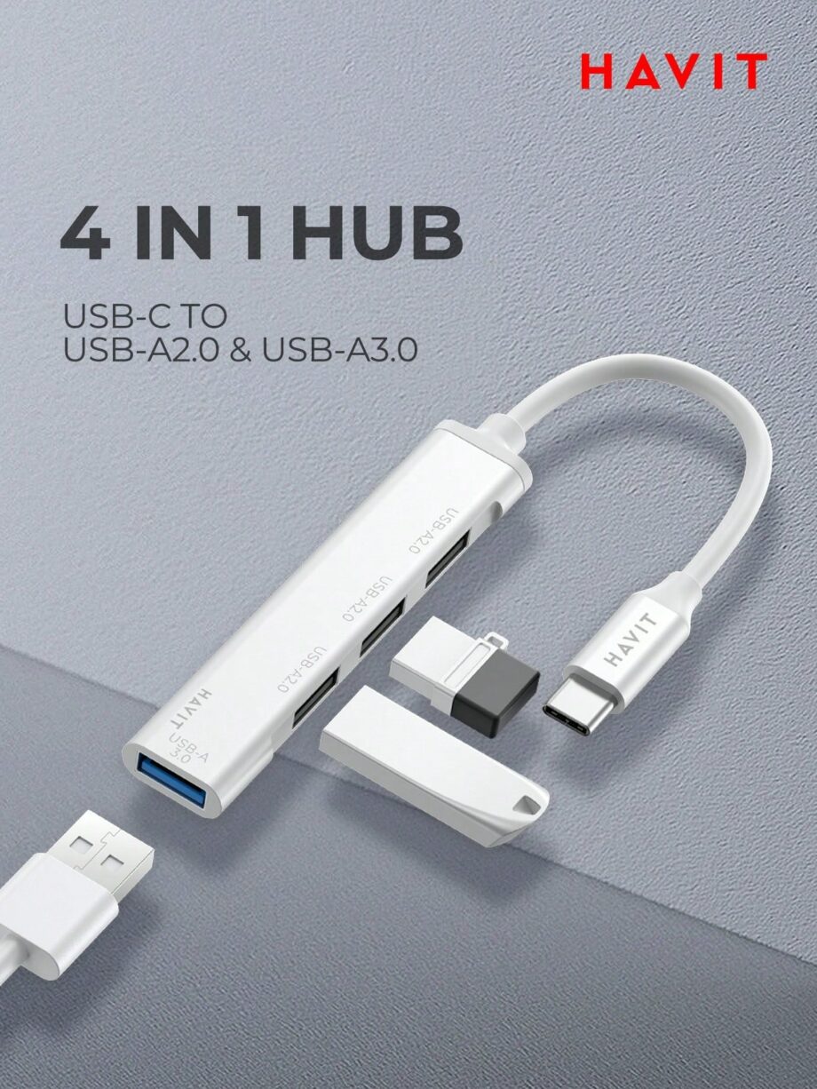 Havit USB C to 4-Port USB Slim Hub