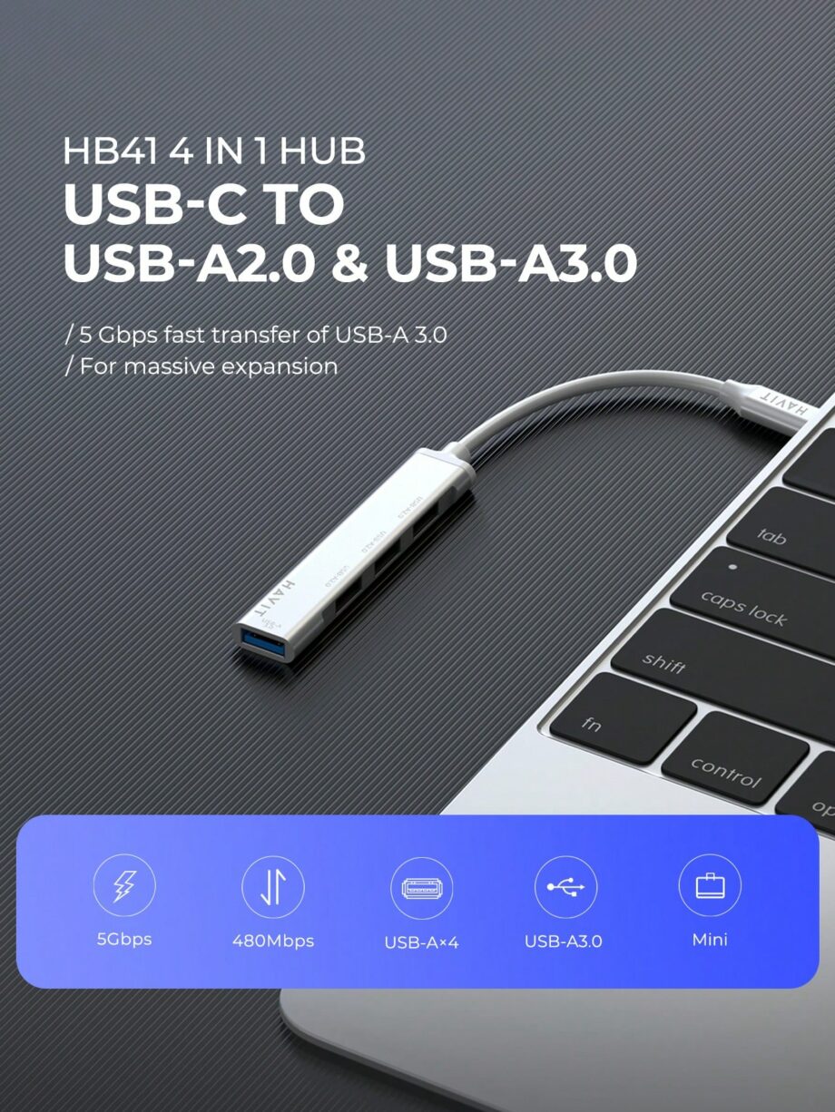 Havit USB C to 4-Port USB Slim Hub
