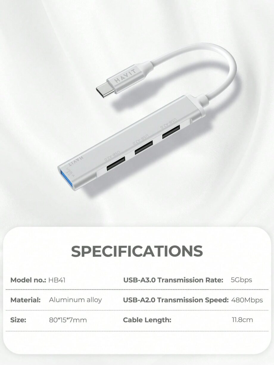 Havit USB C to 4-Port USB Slim Hub