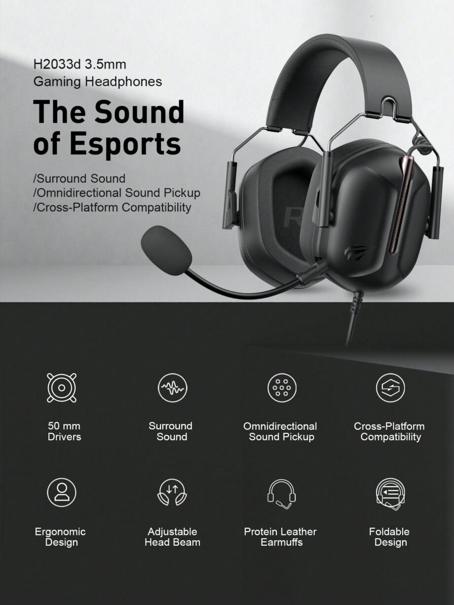 Havit H2033D Multi-Platform Wired Gaming Headset - Black