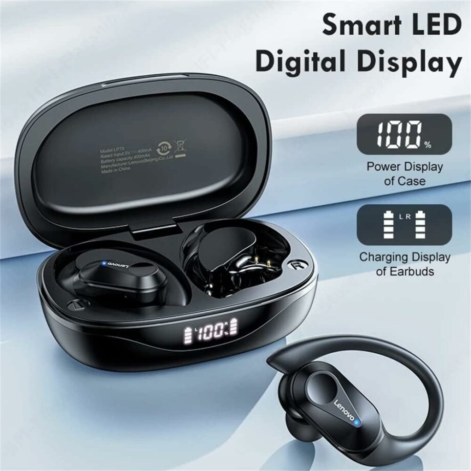 Lenovo LP75 True Wireless Bluetooth Sport Earbuds - Black