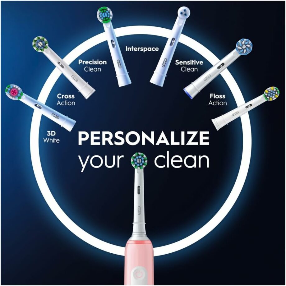 Oral-B Pro Series 3 Electric Toothbrush With 3D White Brush Head, 3 Modes & Travel Case - Pink