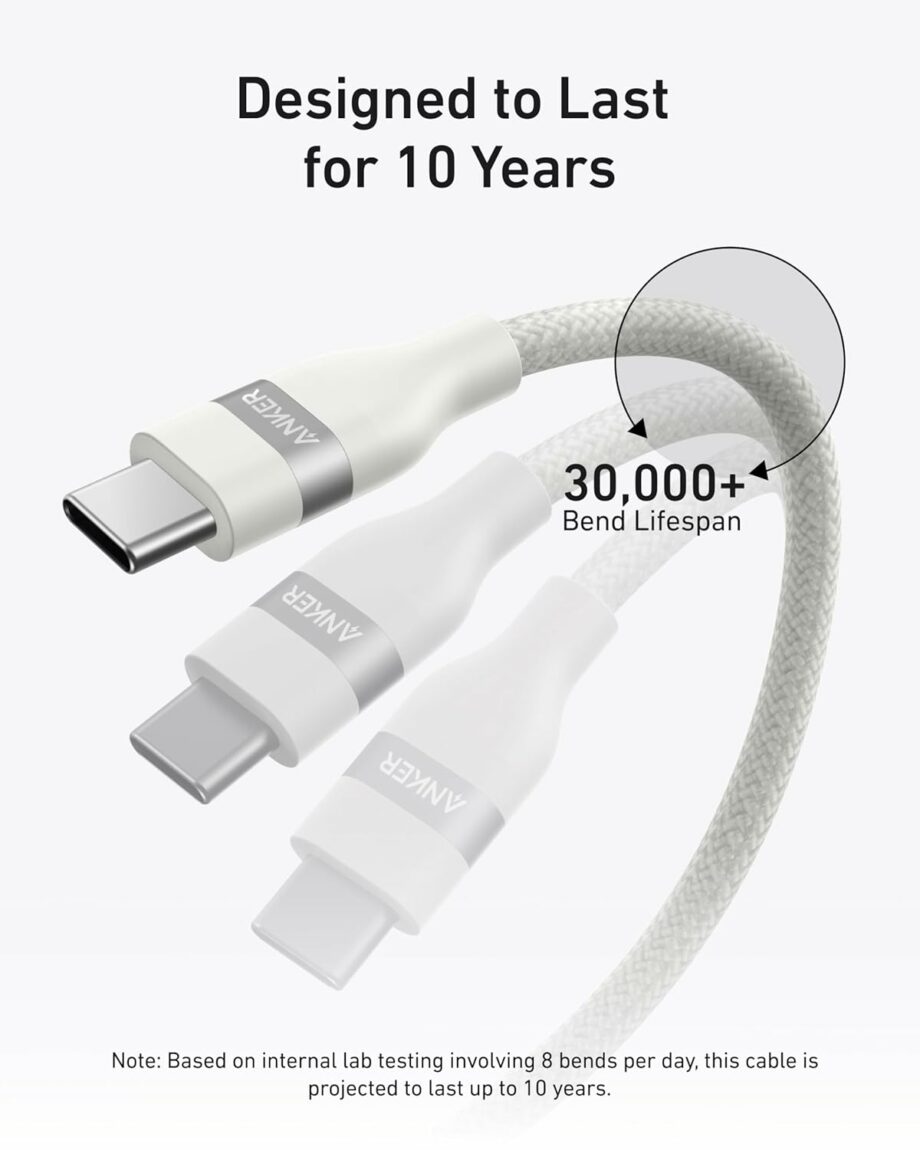 Anker Nano 240W Braided  USB C to USB C Cable 0.9M - White