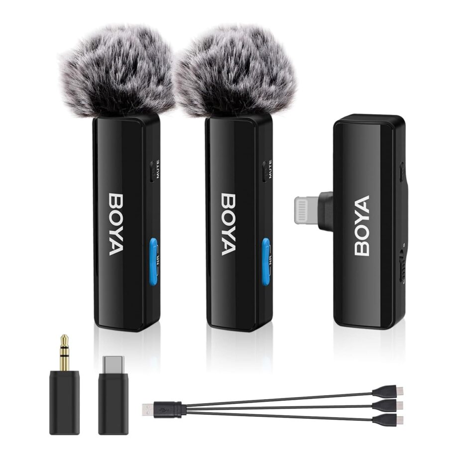 Boya BOYALINK A2 Wireless All-in-One Dual Mic System for iPhone, Android and Cameras