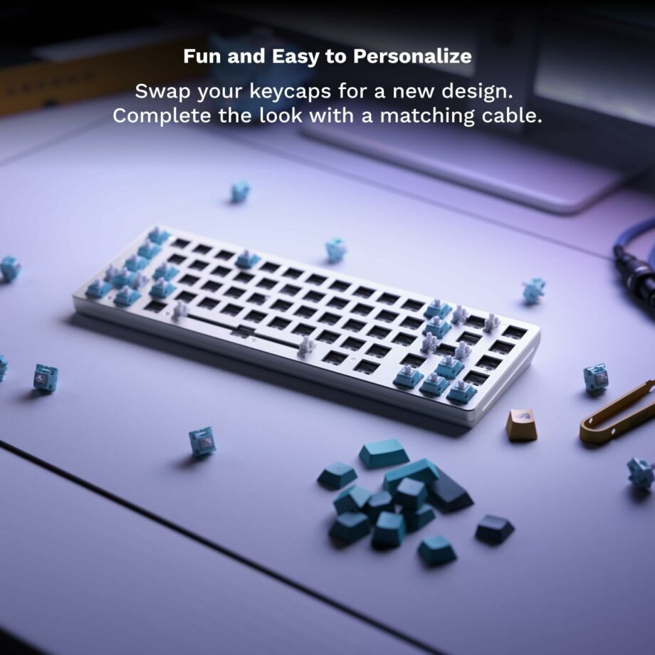 Glorious Gaming GMMK 2-65 Percent Keyboard Included Double Shot Keycaps & Linear Switches - White