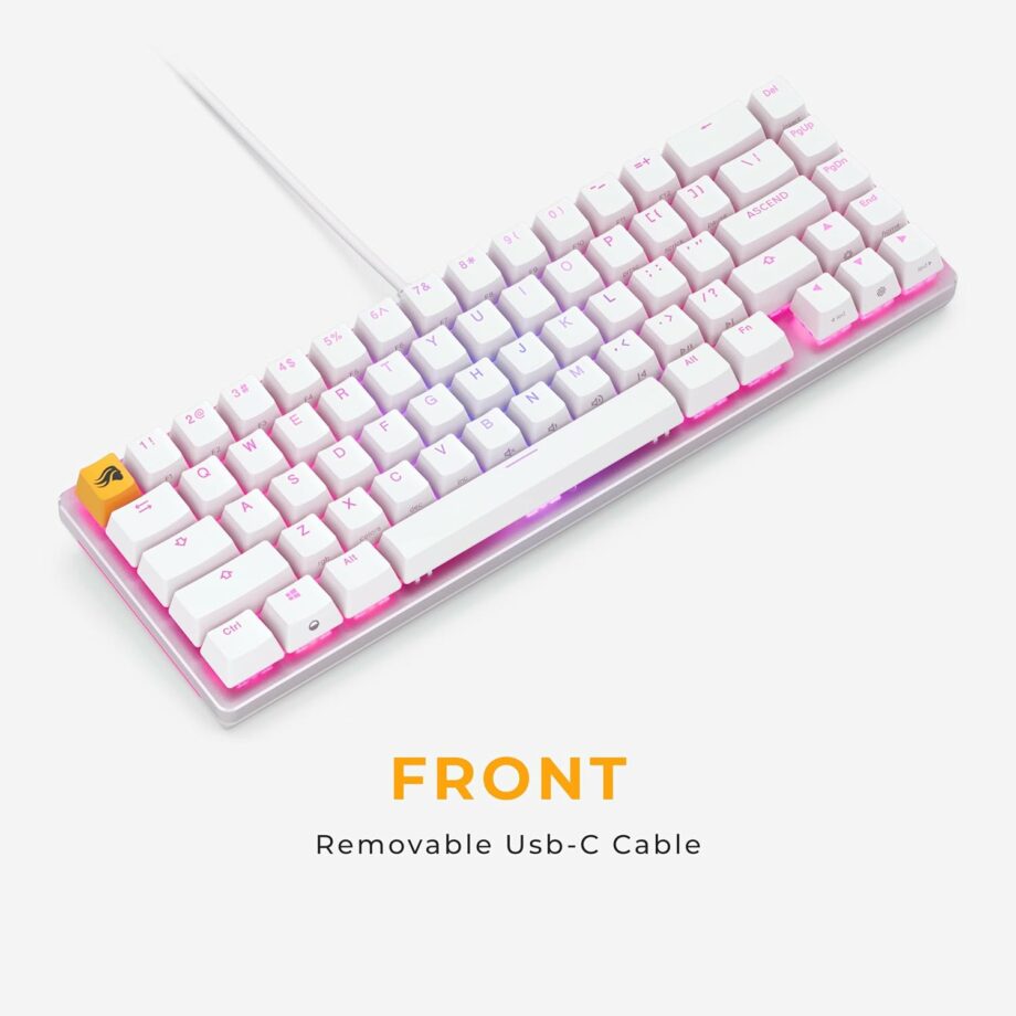 Glorious Gaming GMMK 2-65 Percent Keyboard Included Double Shot Keycaps & Linear Switches - White