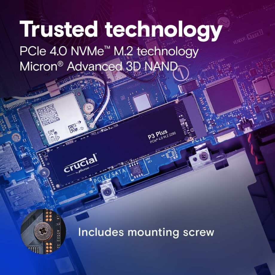 Crucial P3 Plus 1TB PCIe Gen4 5000MB/s 3D NAND NVMe M.2 SSD