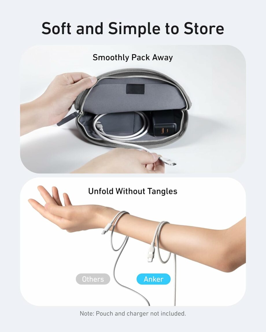 Anker Nano 240W Braided  USB C to USB C Cable 0.9M - White