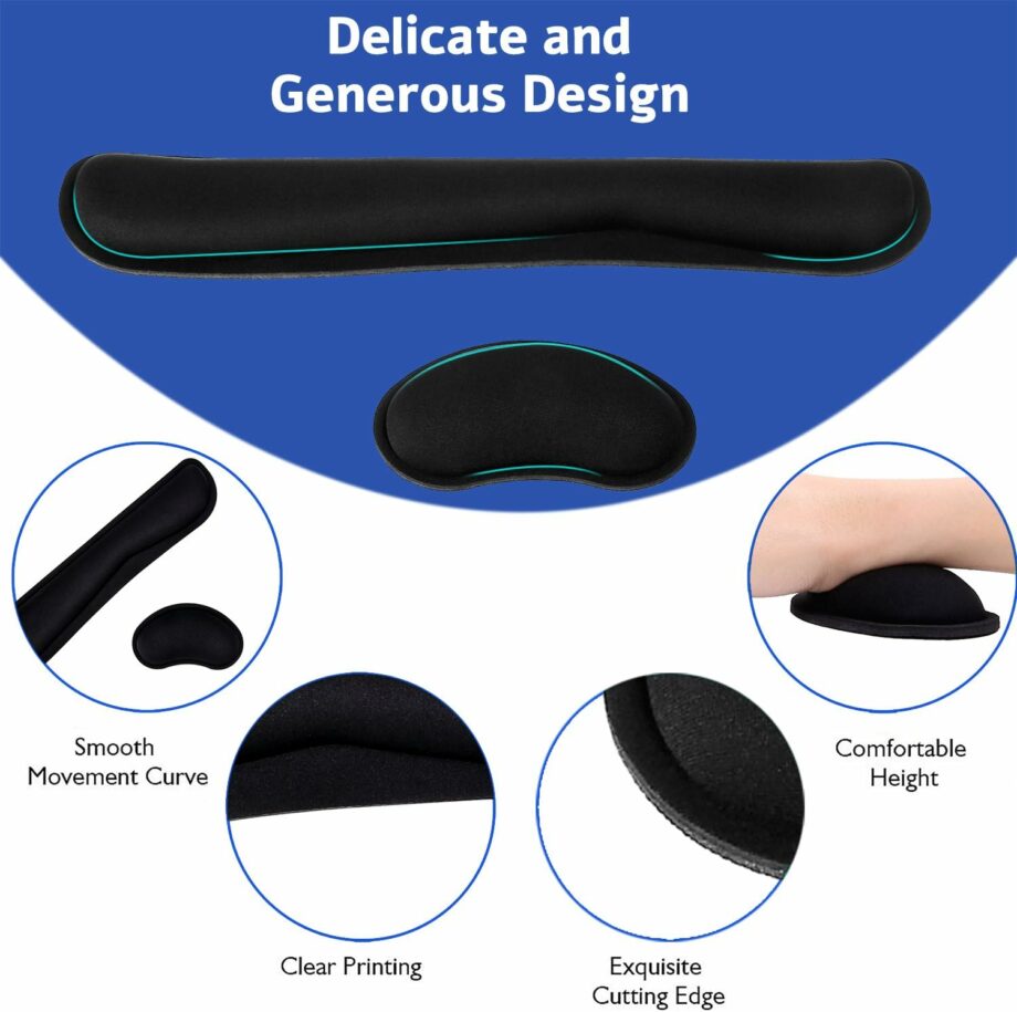 Ergonomic Comfortable Memory Foam Keyboard Wrist Rest & Mouse Pad