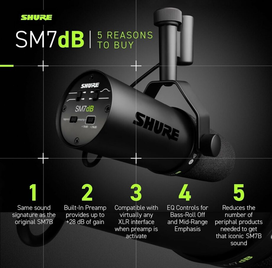 Shure SM7dB Dynamic Vocal Microphone with Built-in Preamp (Pre-Order)