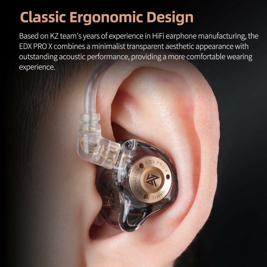 KZ EDX PRO X Dynamic Circle Wired IEM Earbuds - Transparent with Mic