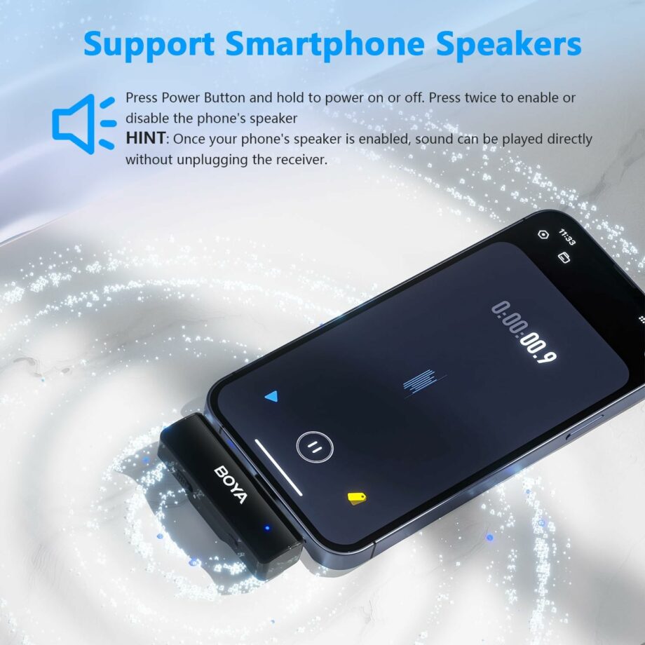 Boya BOYALINK A2 Wireless All-in-One Dual Mic System for iPhone, Android and Cameras
