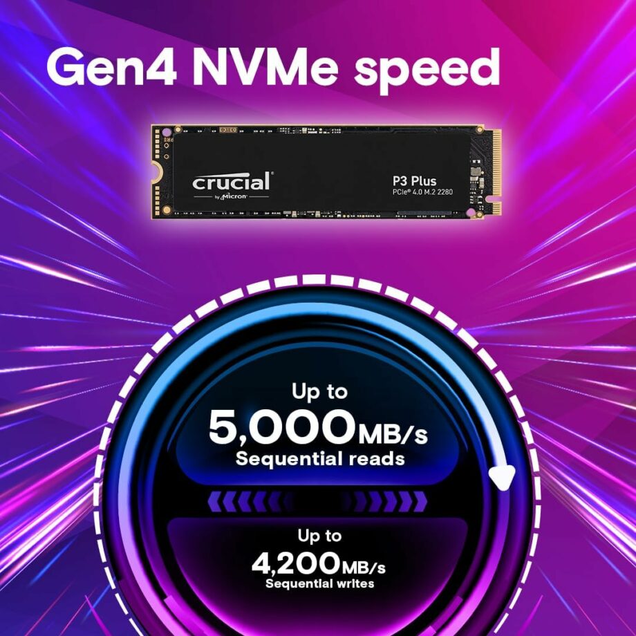 Crucial P3 Plus 1TB PCIe Gen4 5000MB/s 3D NAND NVMe M.2 SSD