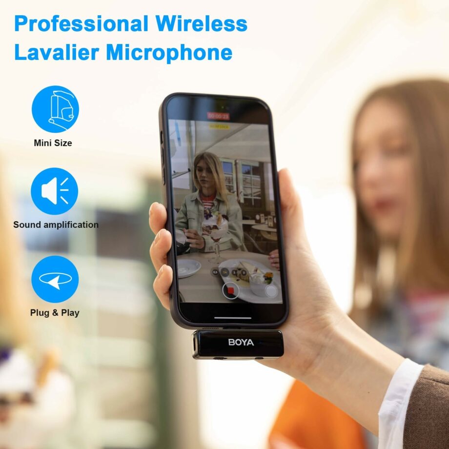 Boya BOYALINK A2 Wireless All-in-One Dual Mic System for iPhone, Android and Cameras
