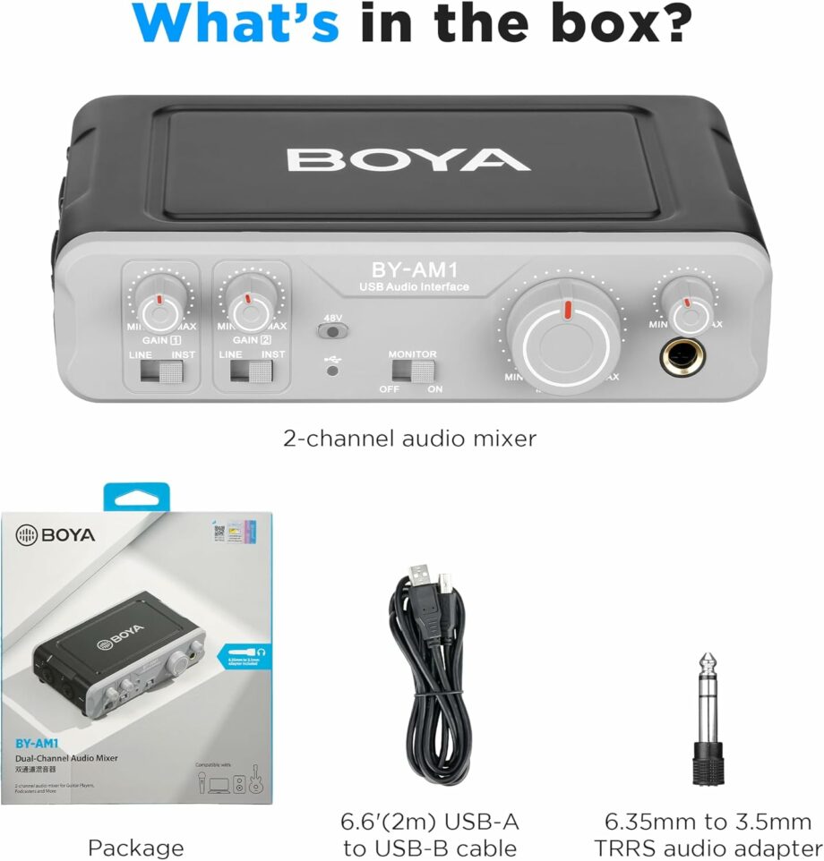 Boya BY-AM1 Dual Channel 44.1k-192kHz High-Fidelity Audio Interface