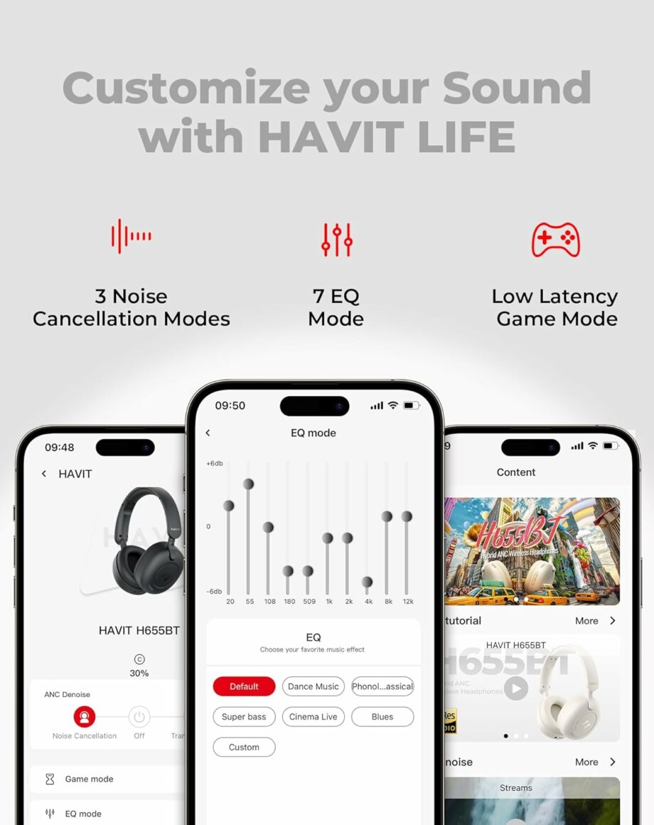 Havit H655 Wireless Active Noise Cancelling Headset - Black