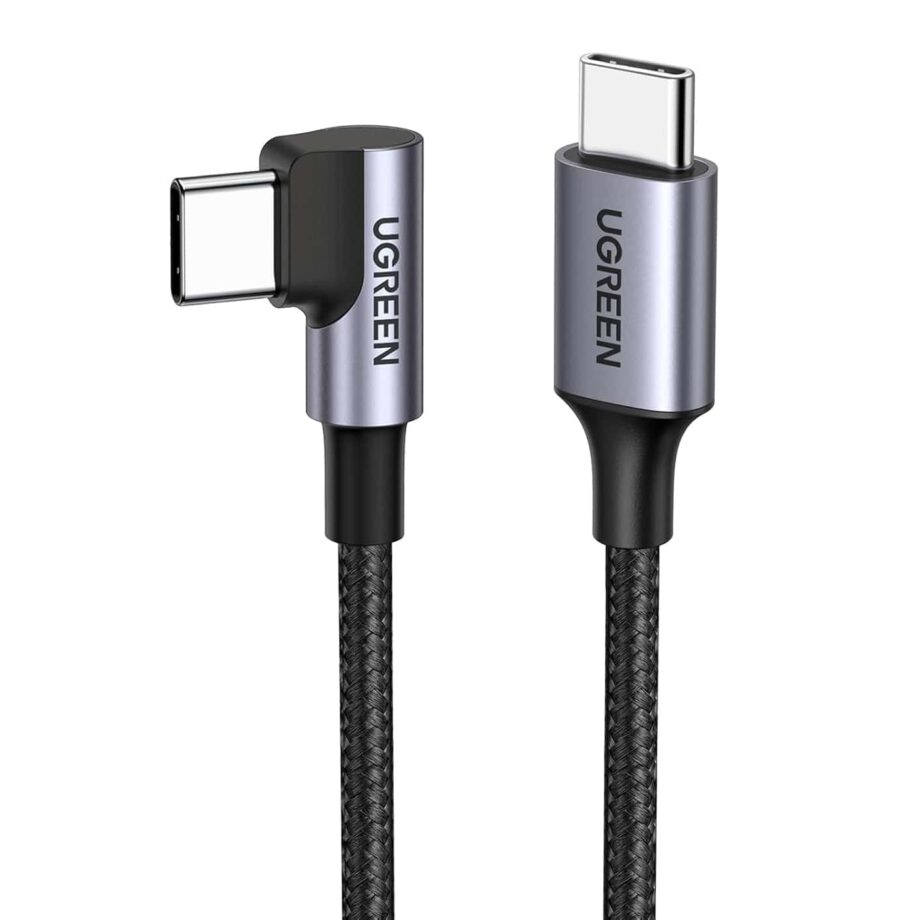 UGREEN 90 Degree 60W Braided USB C to USB C Cable 3M - Black