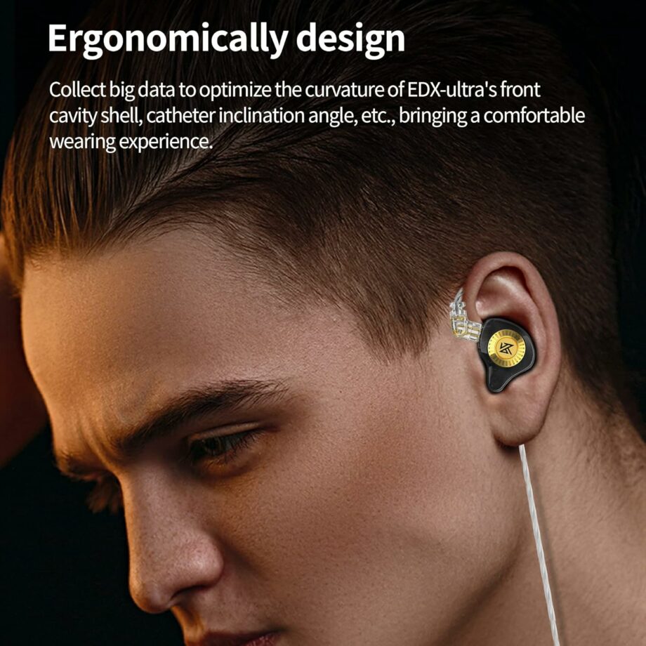 KZ EDX PRO Ultra Dual DD HiFi Stereo Sound Wired IEM Earbuds - Black with Mic