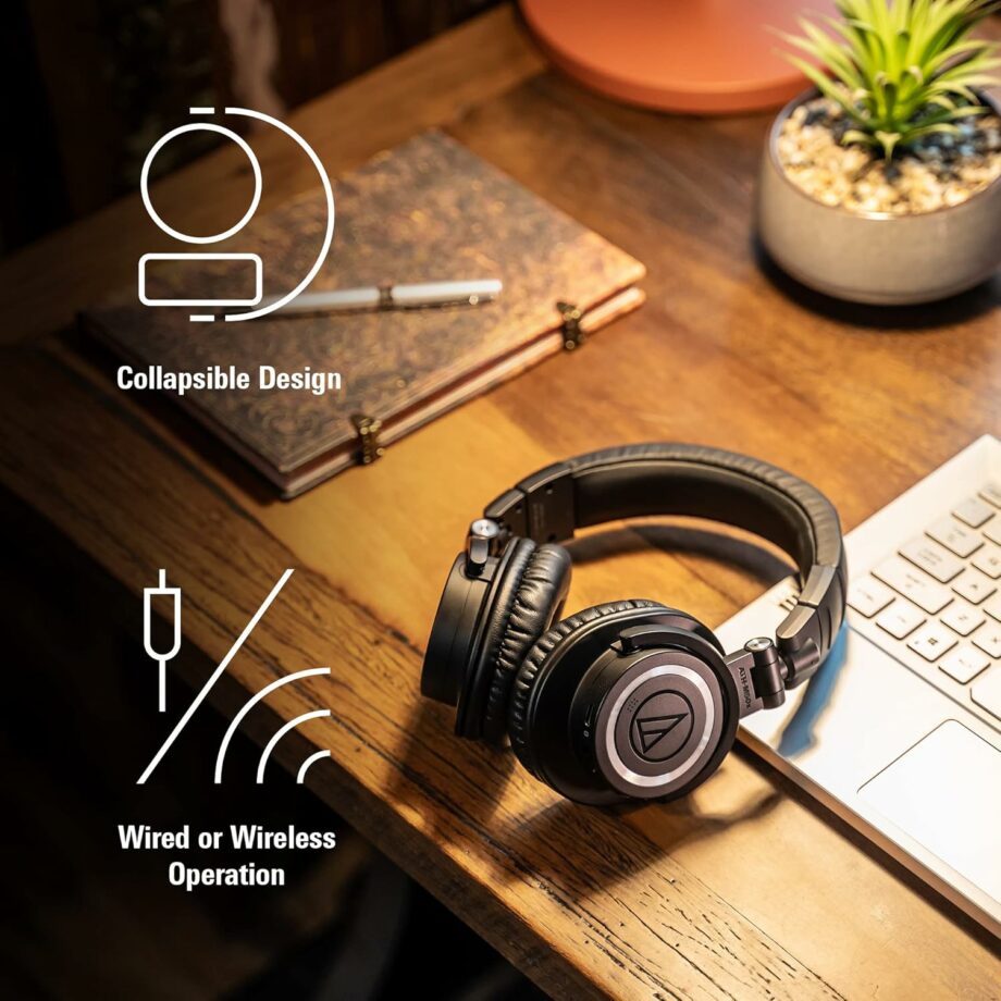 Audio-Technica ATH-M50BT Wireless Professional Studio Monitor Headphones - Ice Blue