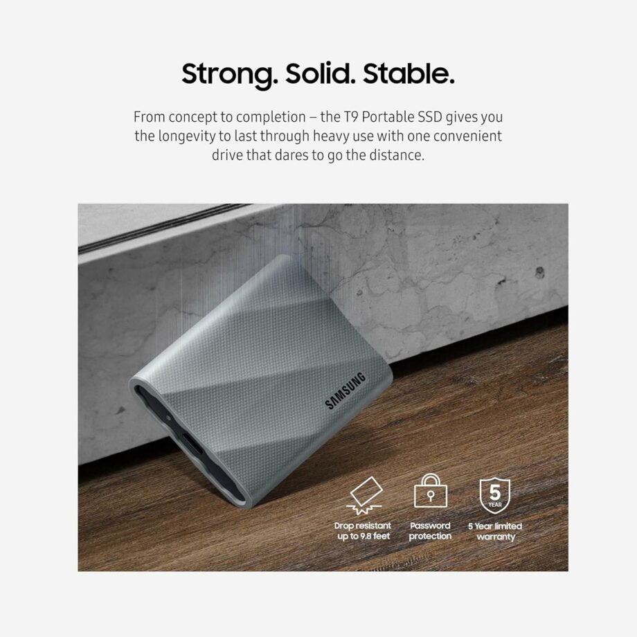 Samsung T9 1TB Shield USB 3.2 Gen 2x2 (20Gbps) up to 2000MB/s NVMe Rugged Portable SSD - Black