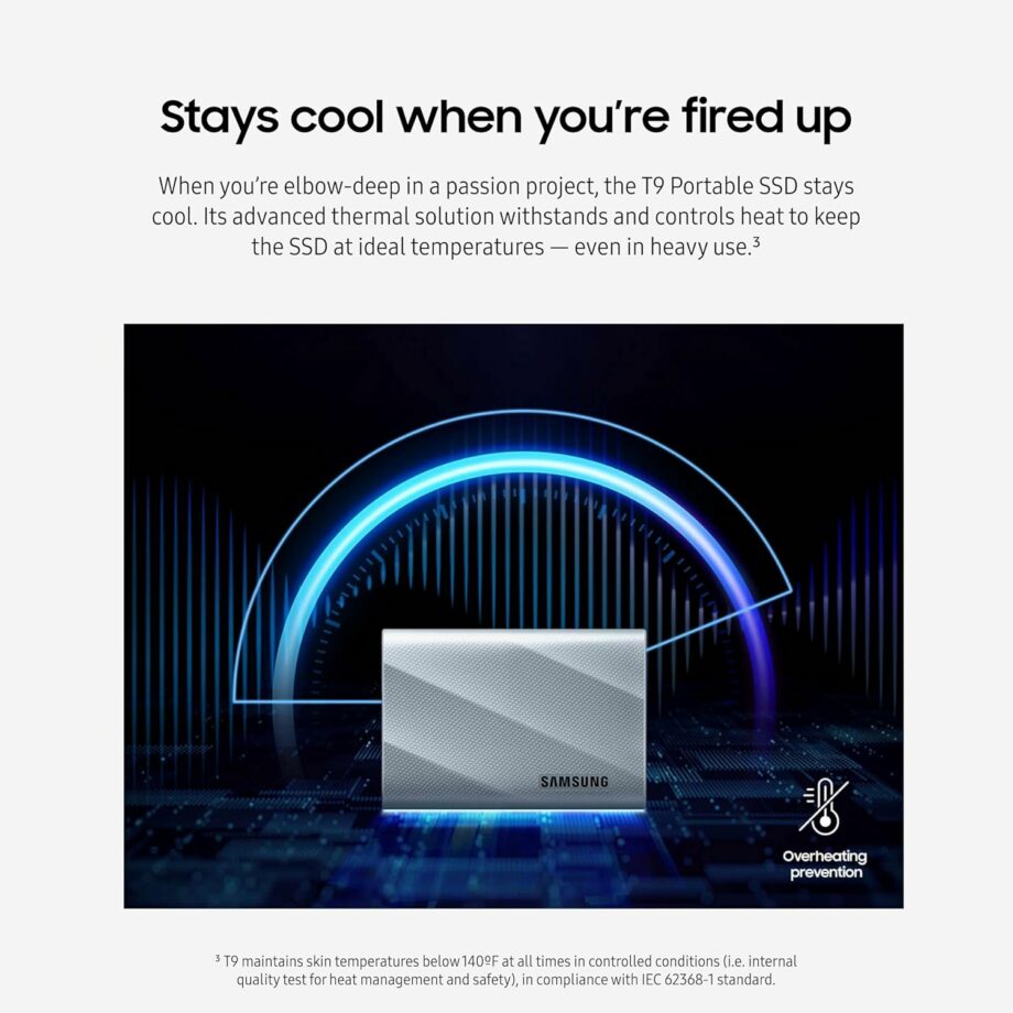 Samsung T9 1TB Shield USB 3.2 Gen 2x2 (20Gbps) up to 2000MB/s NVMe Rugged Portable SSD - Black