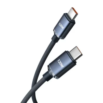Black 120W Braided USB C to USB C Cable - 1M