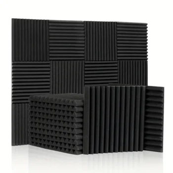 Hertber High-Density Black 30.48cm x 30.48cm x 2.54cm Flame Retardant Foam Soundproof Panels