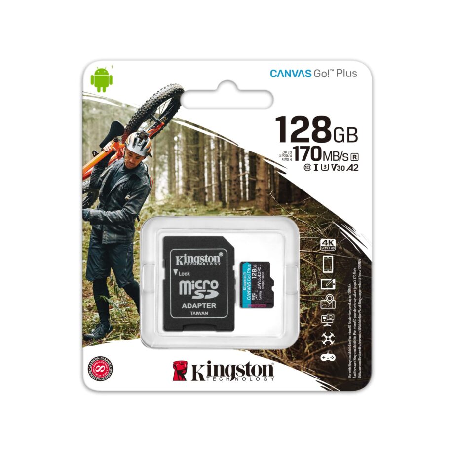 Kingston 128GB Canvas Go! Plus Micro SD Memory Card + Adapter - 170MB/s