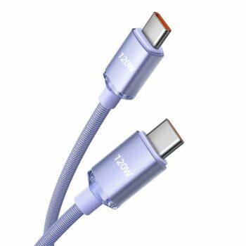Purple 120W Braided USB C to USB C Cable - 1M