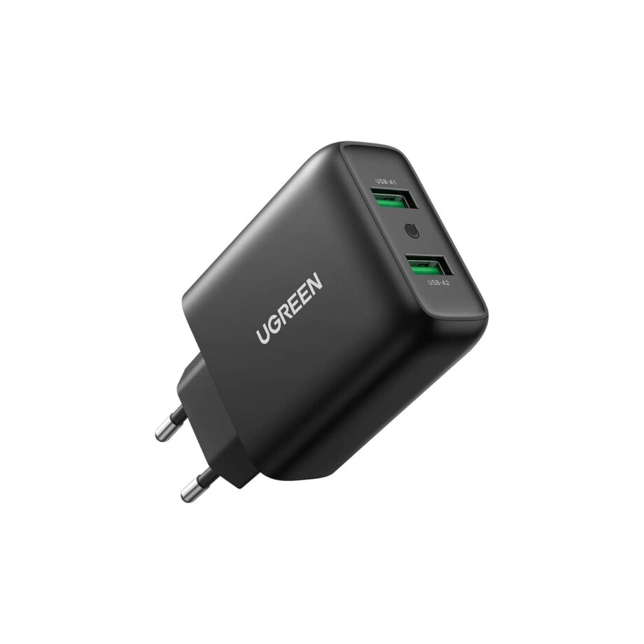 UGREEN Dual Port 36W Quick Charge Wall Charger - Black