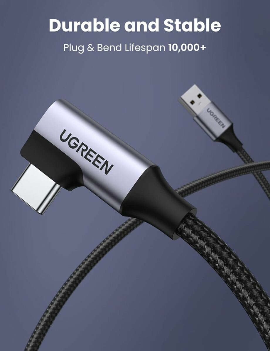 UGREEN USB 3.0 5Gbps 90 Degree Braided USB C Cable - 1M