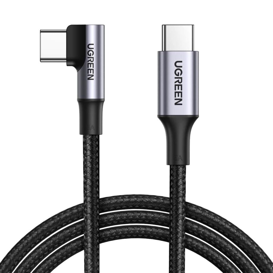 UGREEN 90 Degree Braided 100W Braided USB C to USB C Cable 3M - Black