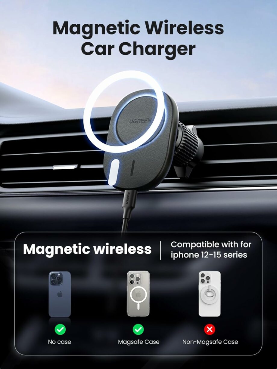UGREEN MagSafe Magnetic Wireless Car Mount Charger Charger