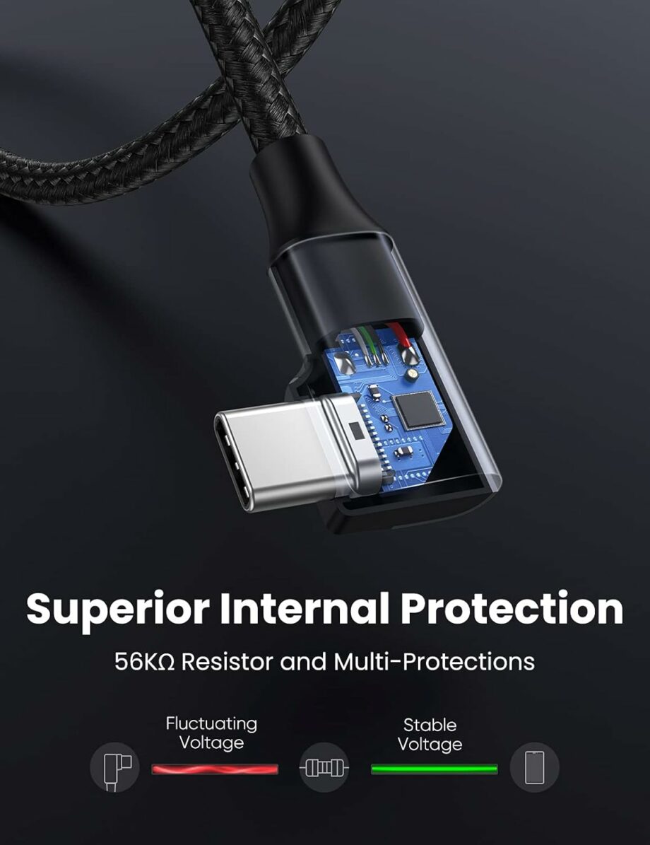 UGREEN USB 3.0 5Gbps 90 Degree Braided USB C Cable - 1M