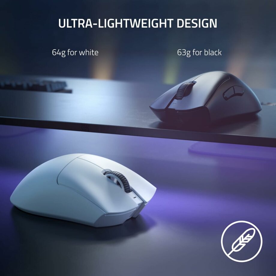 Razer DeathAdder V3 Pro 63g Ultra Lightweight Pro 30K Sensor Wireless Gaming Mouse - Black