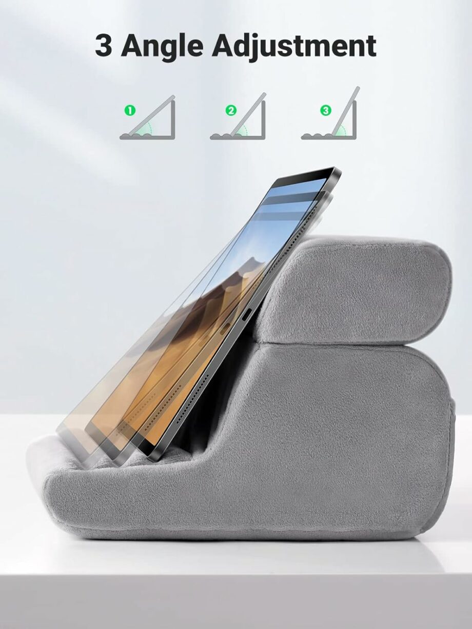 UGREEN Tablet Pillow Stand for Lap Soft Holder Bed with 3 Viewing Angles