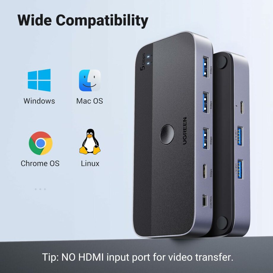UGREEN 4 Port USB 3.0 Switch 2 Computers Sharing USB C & A Devices