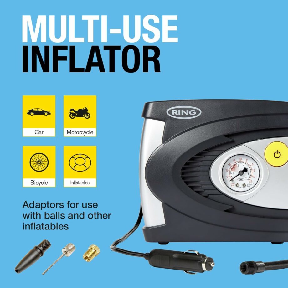 Ring Automotive RAC610 12v Electric Tyre Inflator with Pressure Gauge