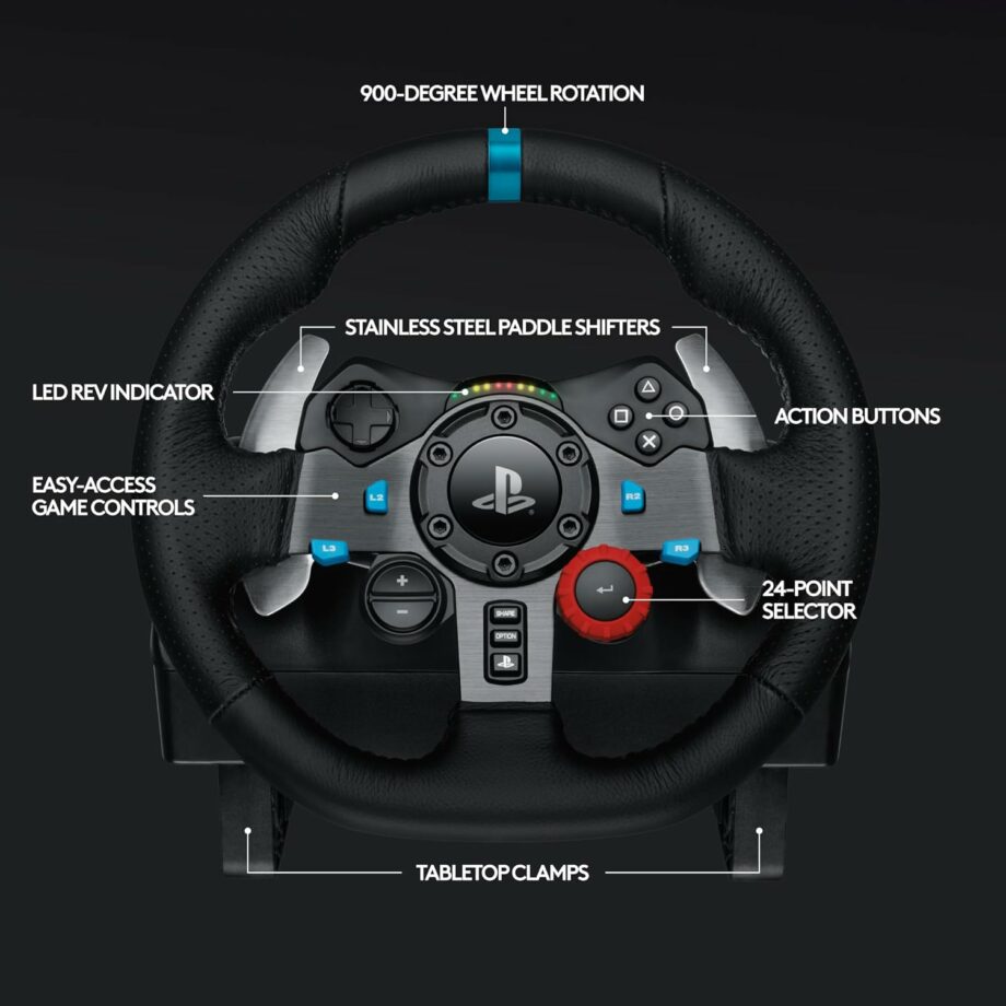 Logitech G29 Driving Force Racing Wheel and Floor Pedals for PS5, PS4, PC, Mac - Black