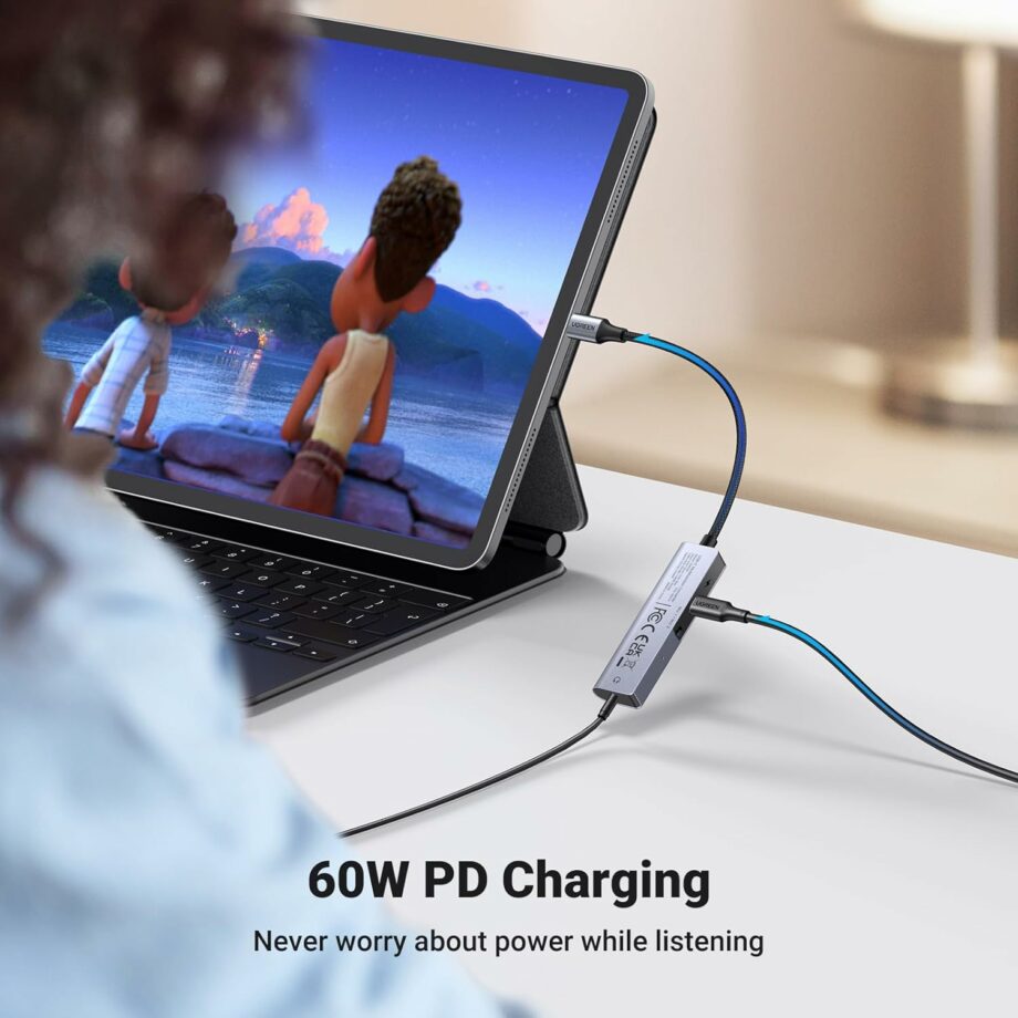 UGREEN USB C to 3.5mm Headphone Metallic DAC Hi-Res and 60W Charger Adapter