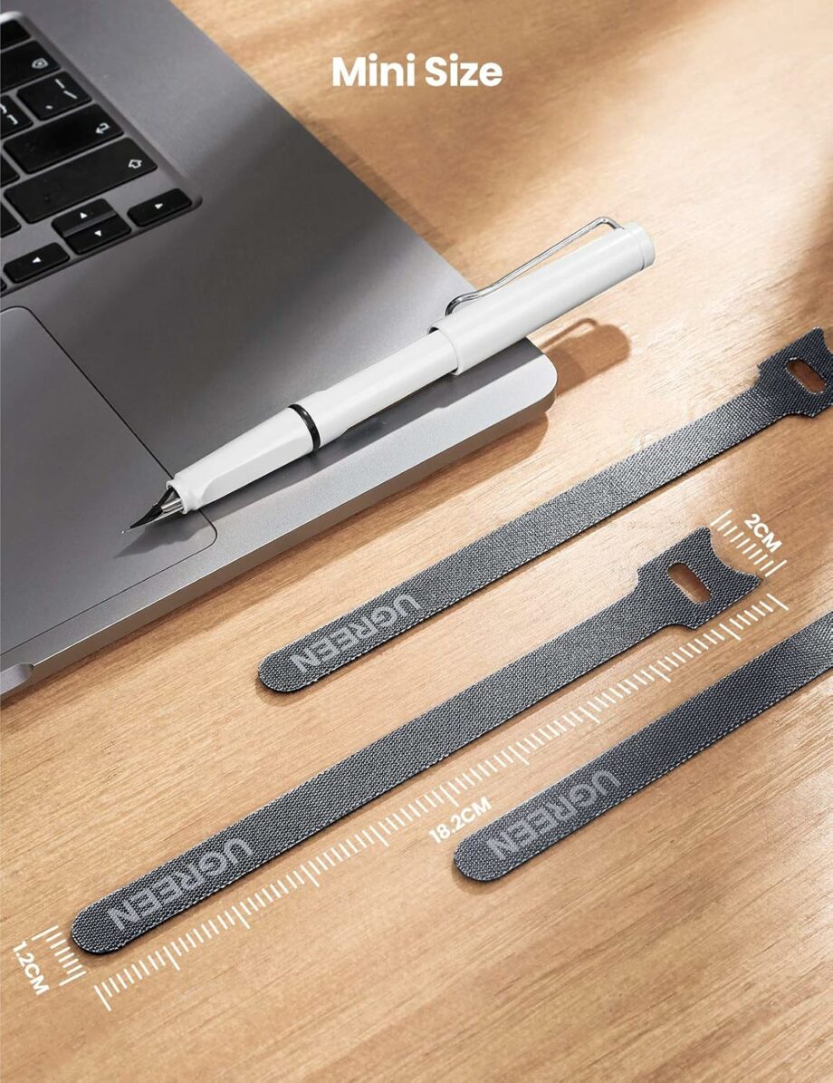 UGREEN Reusable Magic Tie Hook and Loop Small Tape - Pack of 20