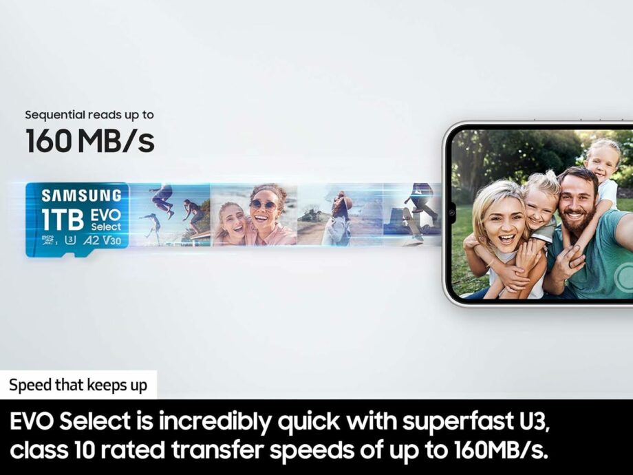 Samsung EVO Select 128GB Micro SD-Memory-Card + Adapter - 160MB/s 4K UHD